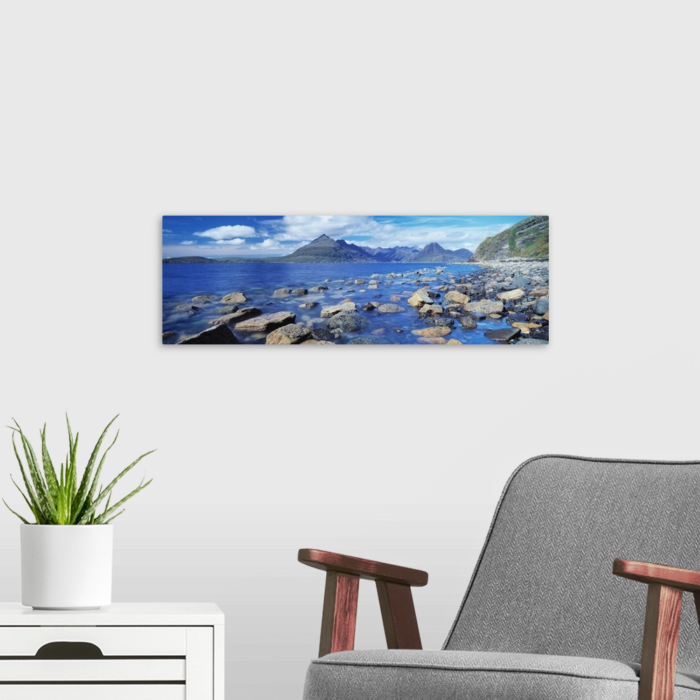 A modern room featuring Rocks on the beach, Elgol Beach, Elgol, Cuillin Hills, Isle Of Skye, Scotland
