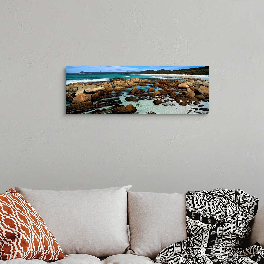 A bohemian room featuring Rocks on the beach, Friendly Beaches, Freycinet National Park, Tasmania, Australia