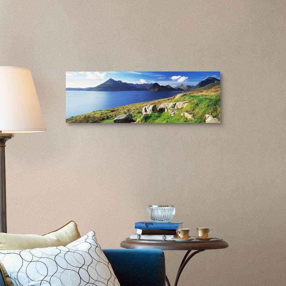A traditional room featuring Rocks on the hillside, Elgol, Loch Scavaig, view of Cuillins Hills, Isle Of Skye, Scotland