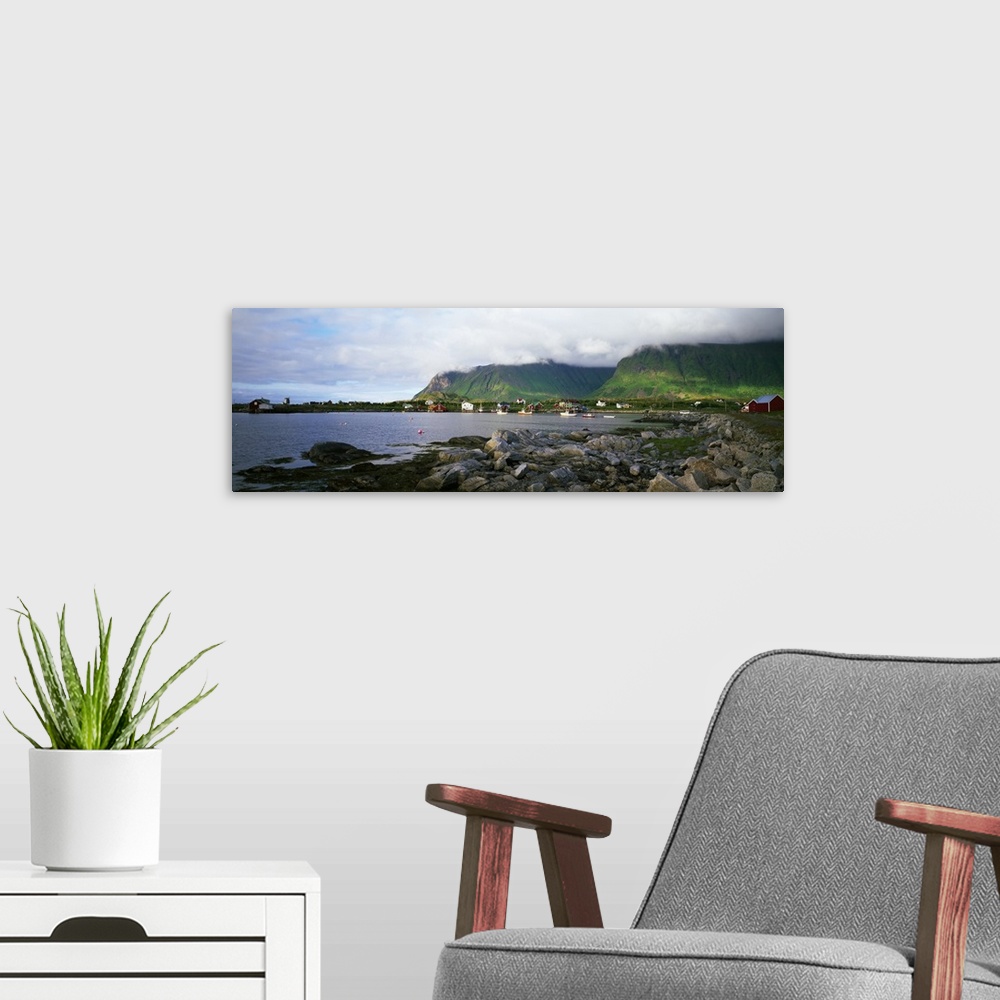 A modern room featuring Rocky Vestresand Harbour, Lofoten Islands, Norway