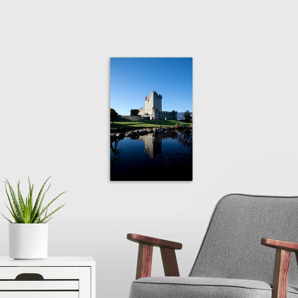 A modern room featuring Ross Castle on the Shores of Lough Leane, Killarney National Park, County Kerry, Ireland