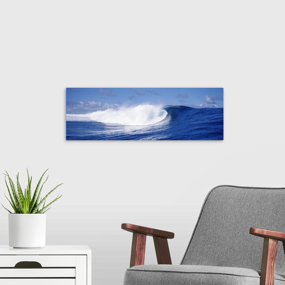 A modern room featuring Rough waves in the sea, Tahiti, French Polynesia