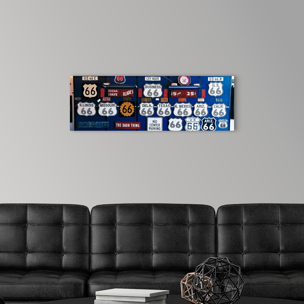 A modern room featuring Route 66 Sign Collection