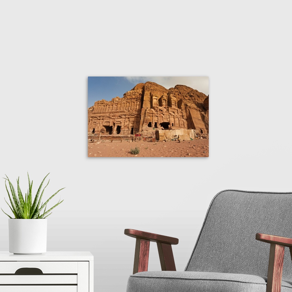 A modern room featuring Royal Tombs at Ancient Nabatean City of Petra, Wadi Musa, Ma'an Governorate, Jordan