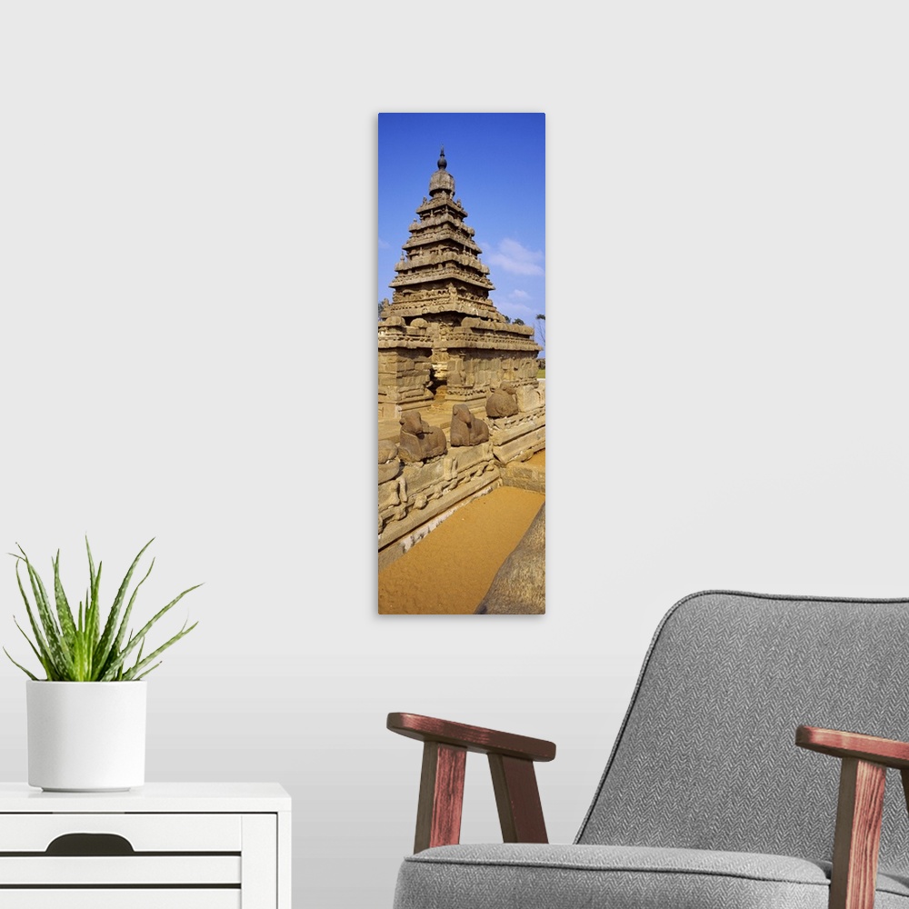 A modern room featuring Ruins of a temple, Shore Temple, Mahabalipuram, Tamil Nadu, India