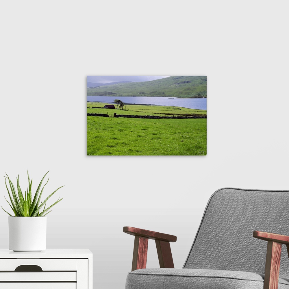 A modern room featuring Rural countryside with lake, Ireland.