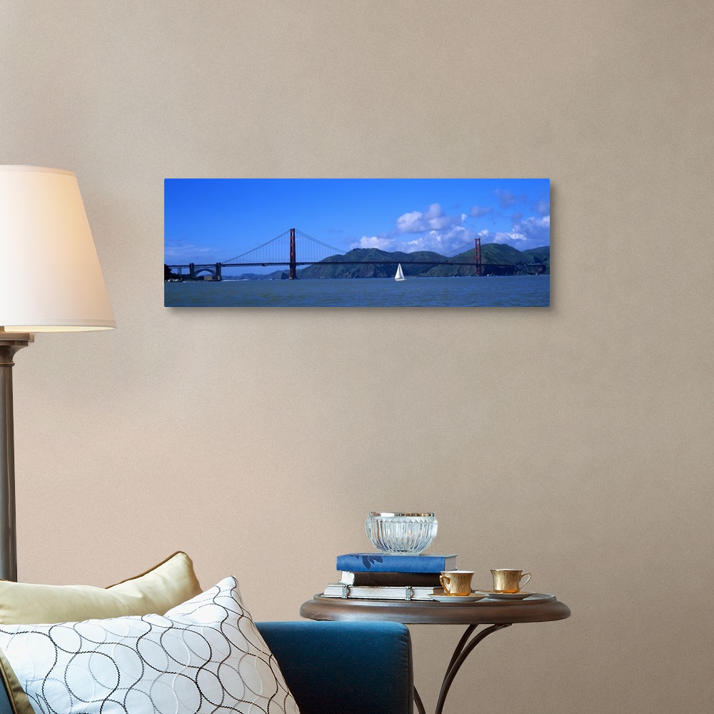 A traditional room featuring Sailboat near a bridge, Golden Gate Bridge, San Francisco, California