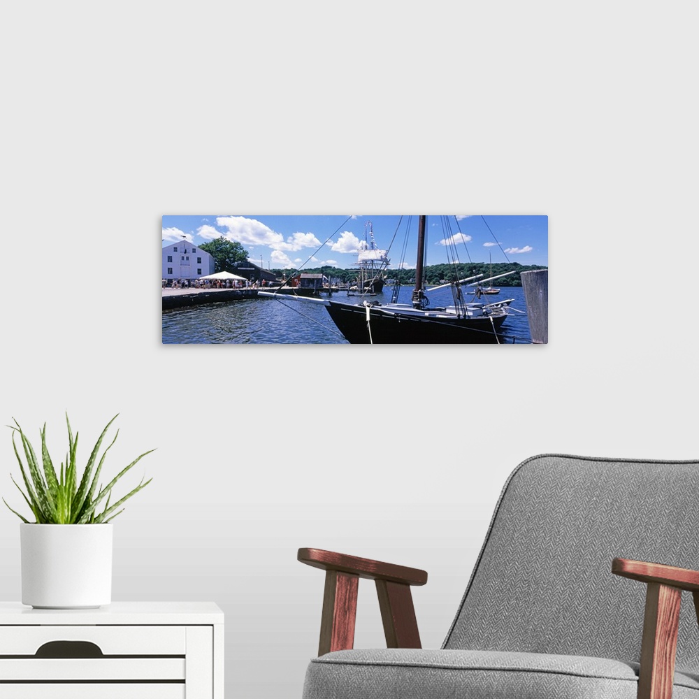 A modern room featuring Sailboats in a river, Mystic, New London County, Connecticut