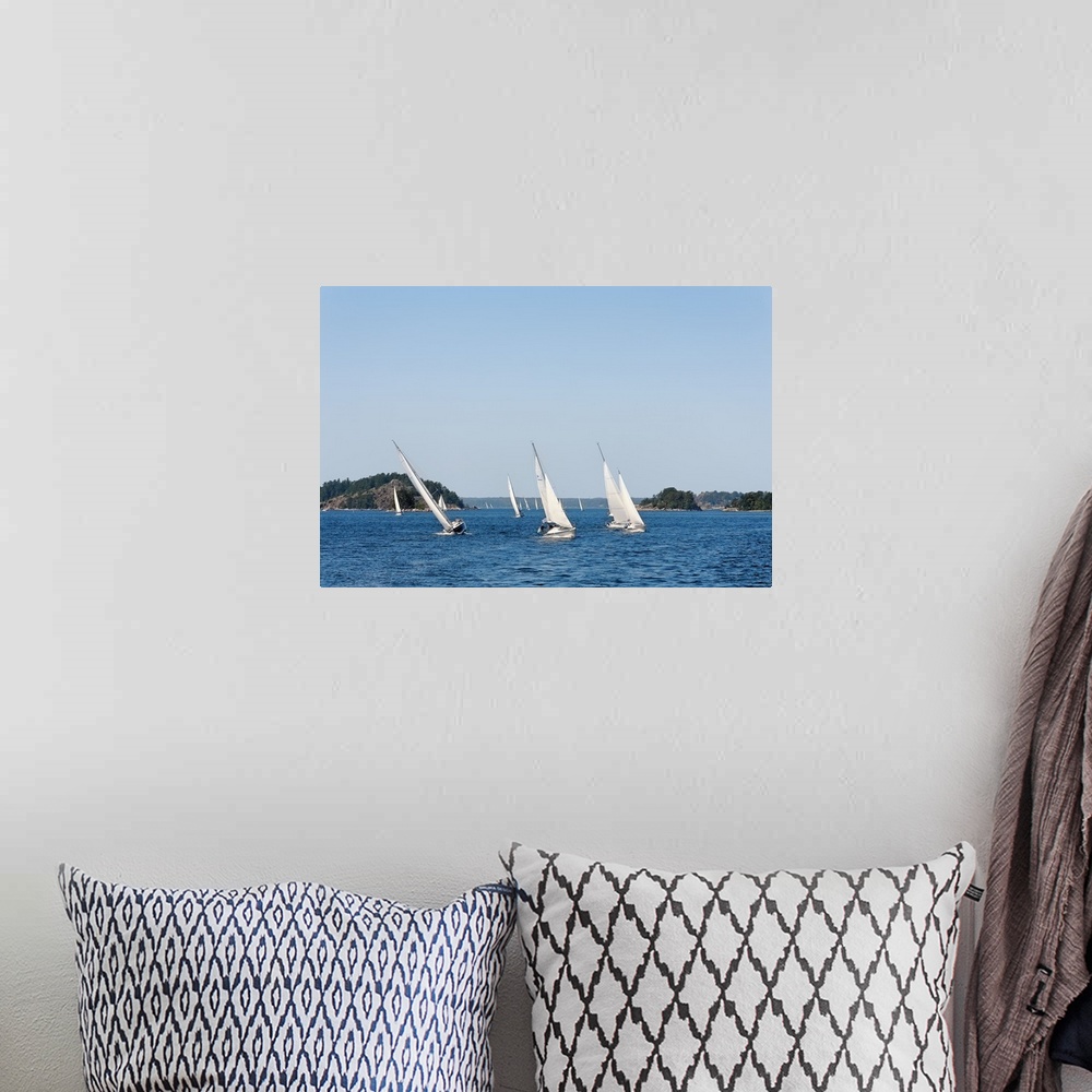 A bohemian room featuring Sailboats in the sea, Stockholm Archipelago, Stockholm, Sweden