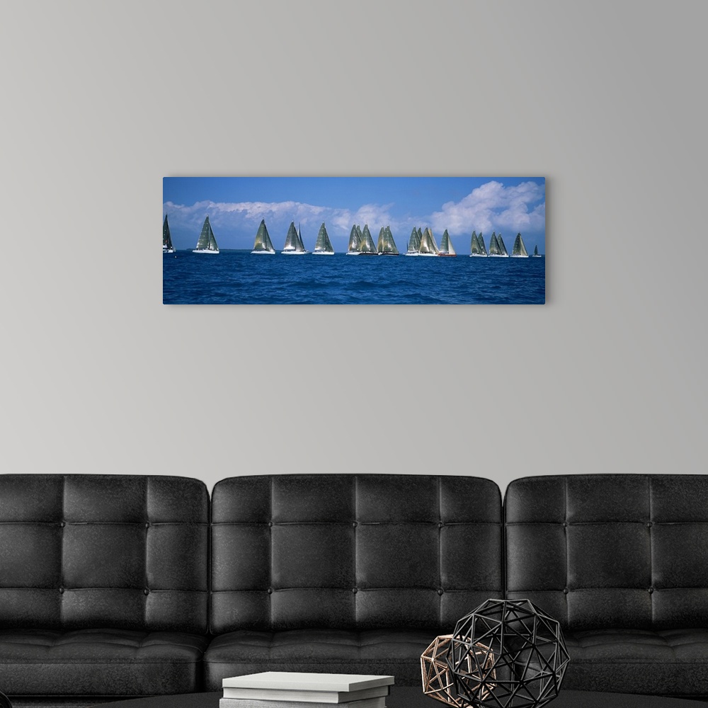 A modern room featuring Sailboats racing in the sea, Farr 40's race during Key West Race Week, Key West Florida, 2000