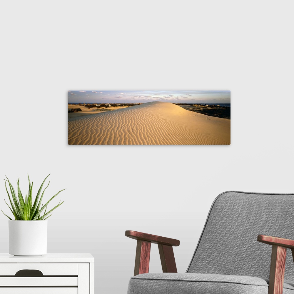 A modern room featuring Sand dune at sunset, Outer Banks, North Carolina,