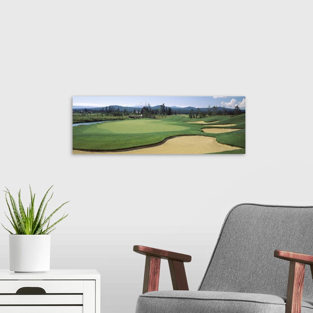 A modern room featuring Sand trap in a golf course, Sunriver Resort Golf Course, Sunriver, Deschutes County, Oregon,