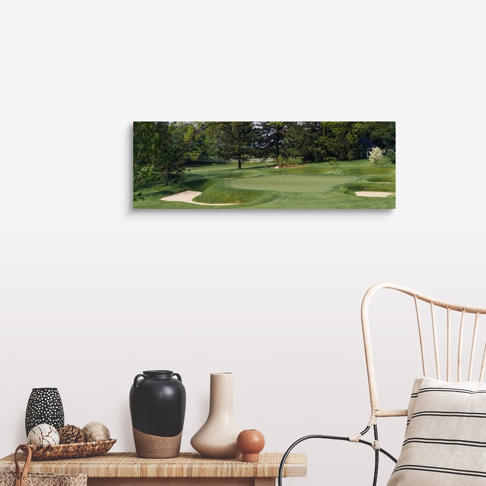 A farmhouse room featuring Sand traps on a golf course, Baltimore Country Club, Baltimore, Maryland