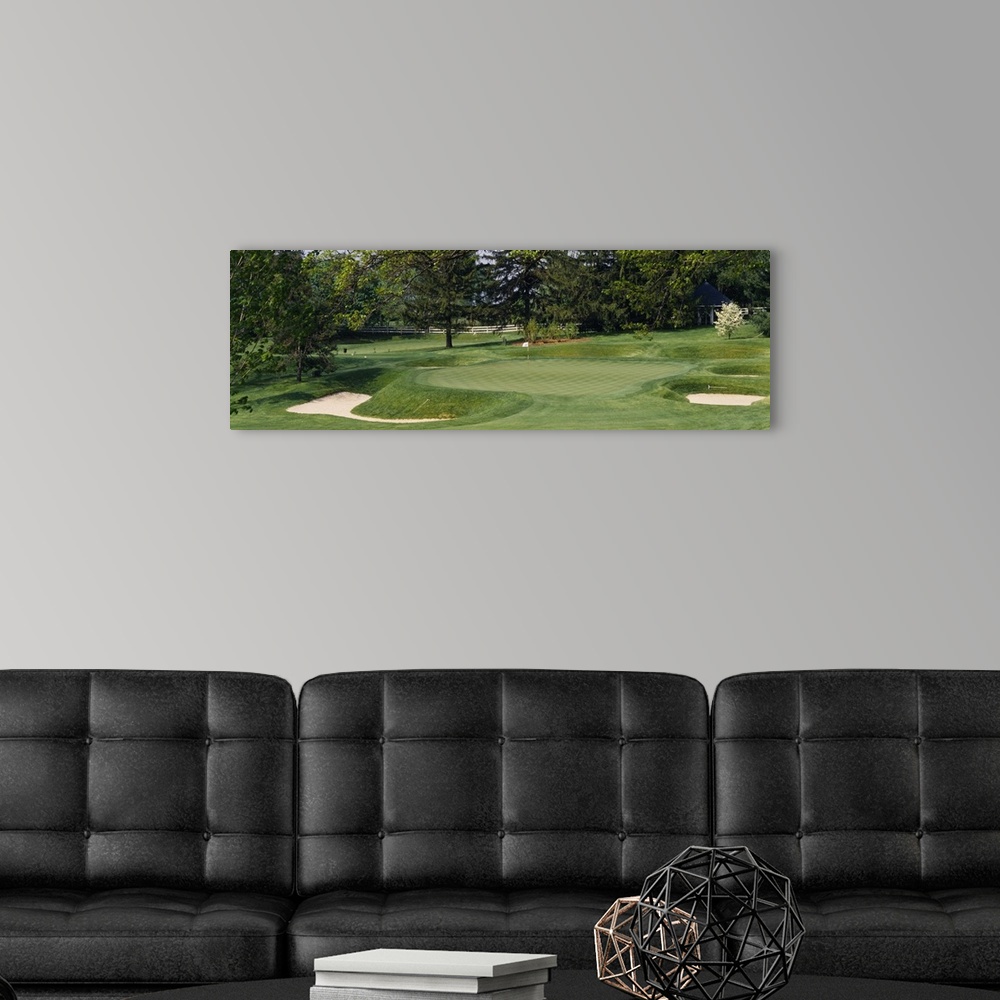 A modern room featuring Sand traps on a golf course, Baltimore Country Club, Baltimore, Maryland