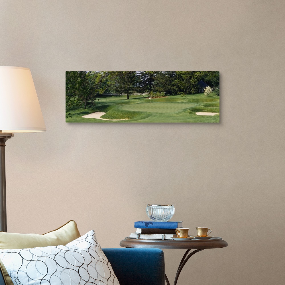 A traditional room featuring Sand traps on a golf course, Baltimore Country Club, Baltimore, Maryland