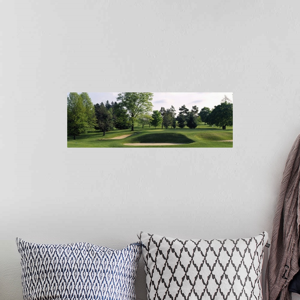 A bohemian room featuring Sand traps on a golf course, Baltimore Country Club, Baltimore, Maryland
