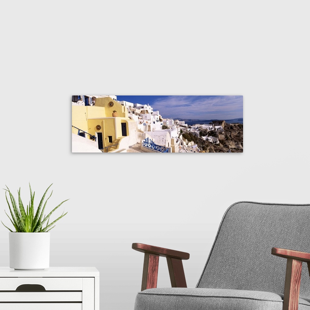 A modern room featuring Santorini Greece