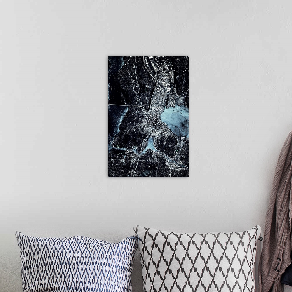 A bohemian room featuring Satellite view of Seattle, Washington State, USA