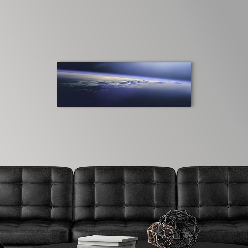 A modern room featuring Satellite view of the earth