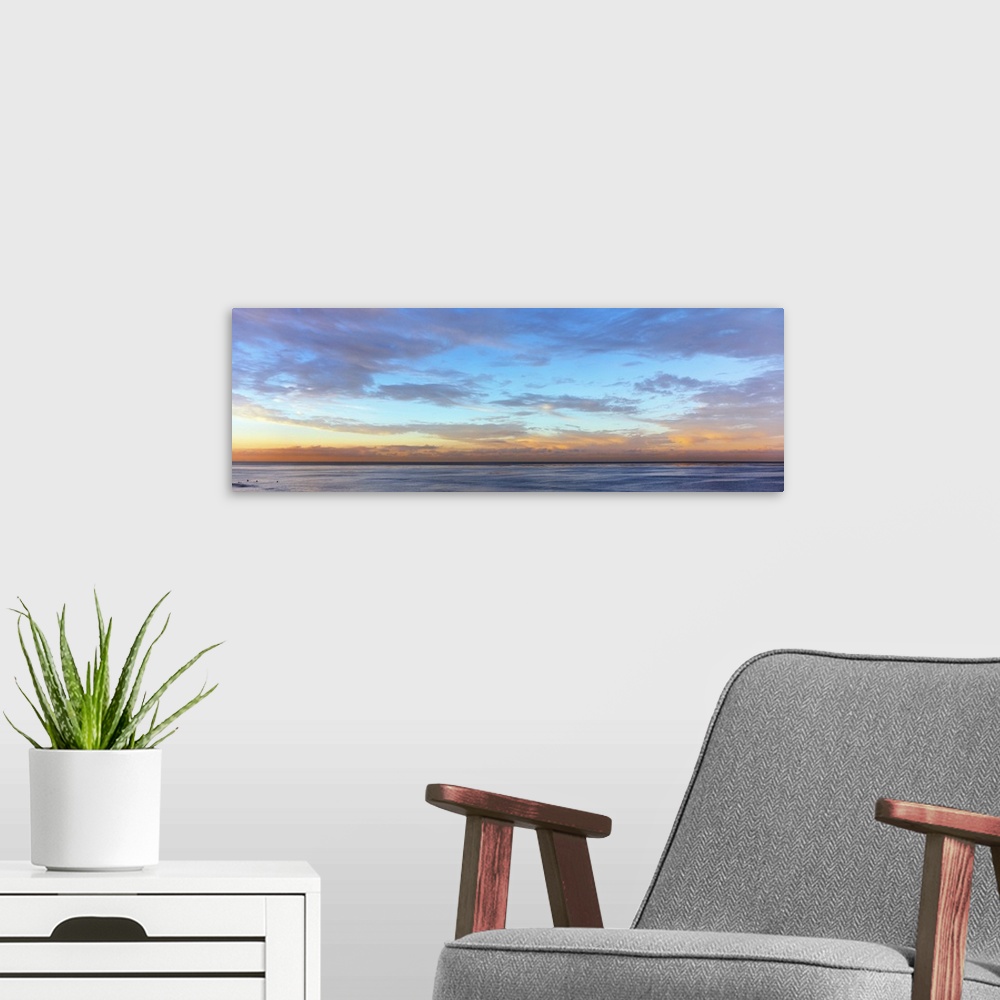 A modern room featuring Scenic view of ocean at sunset, La Jolla, San Diego, San Diego County, California, USA.
