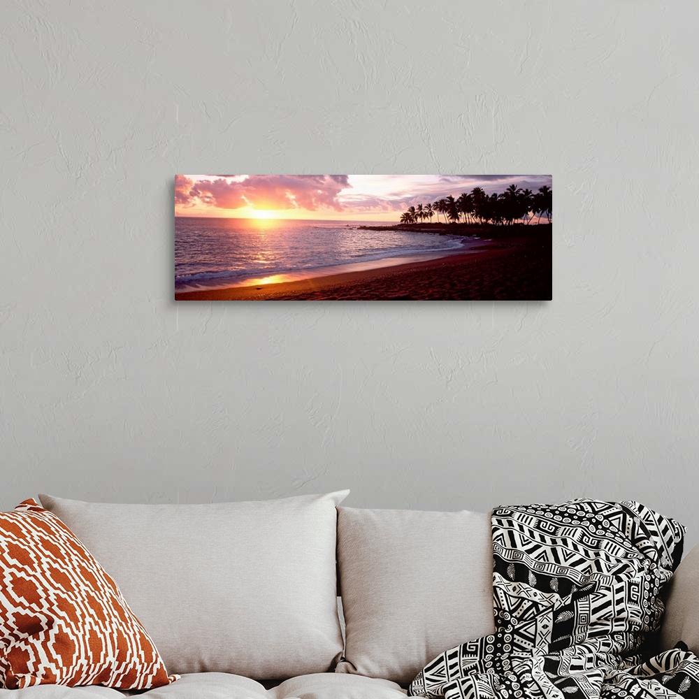 A bohemian room featuring Sea at sunset, Honomalino Beach, Hawaii, USA