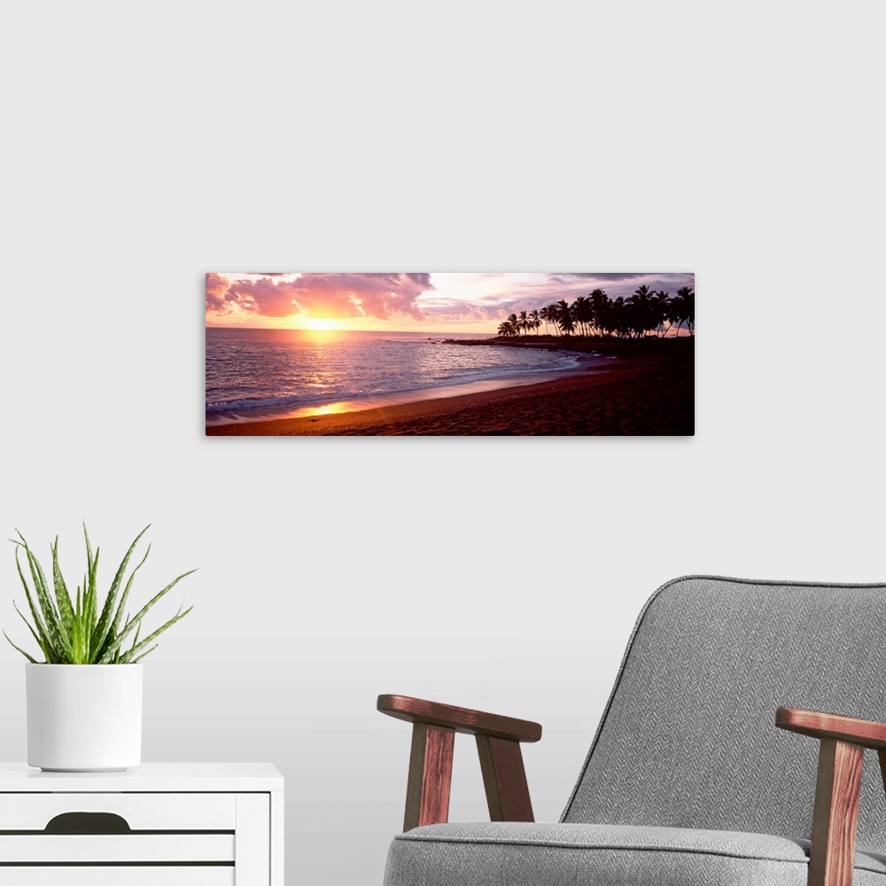A modern room featuring Sea at sunset, Honomalino Beach, Hawaii, USA