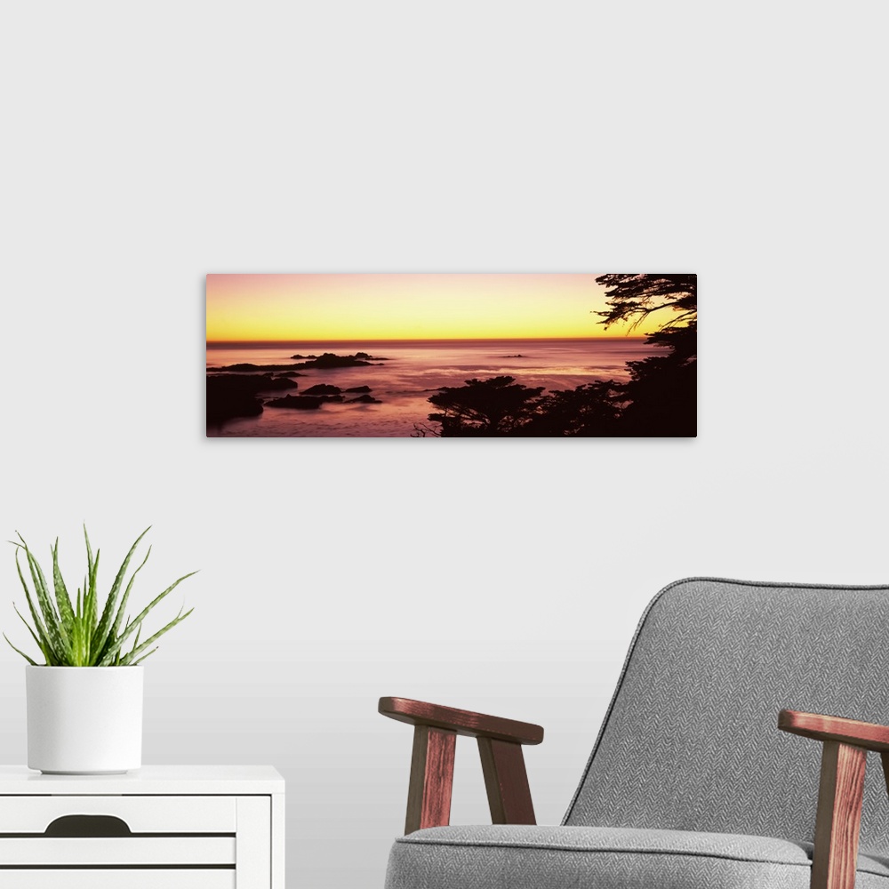 A modern room featuring Sea at sunset, Point Lobos State Reserve, Carmel, Monterey County, California,
