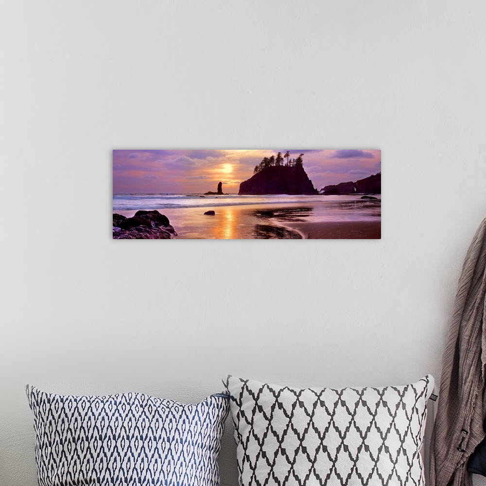 A bohemian room featuring Sea stacks at sunset, Second Beach, Olympic National Park, Washington State