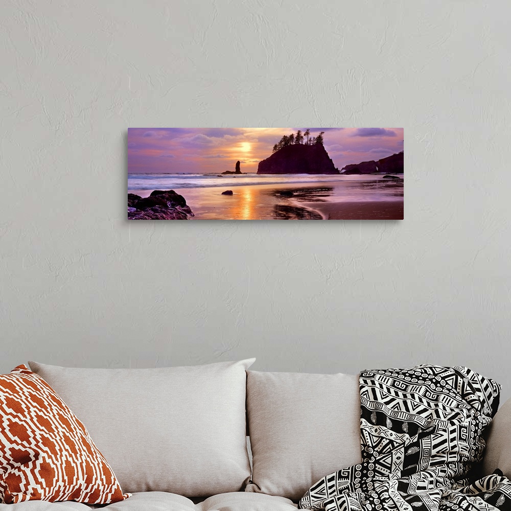 A bohemian room featuring Sea stacks at sunset, Second Beach, Olympic National Park, Washington State