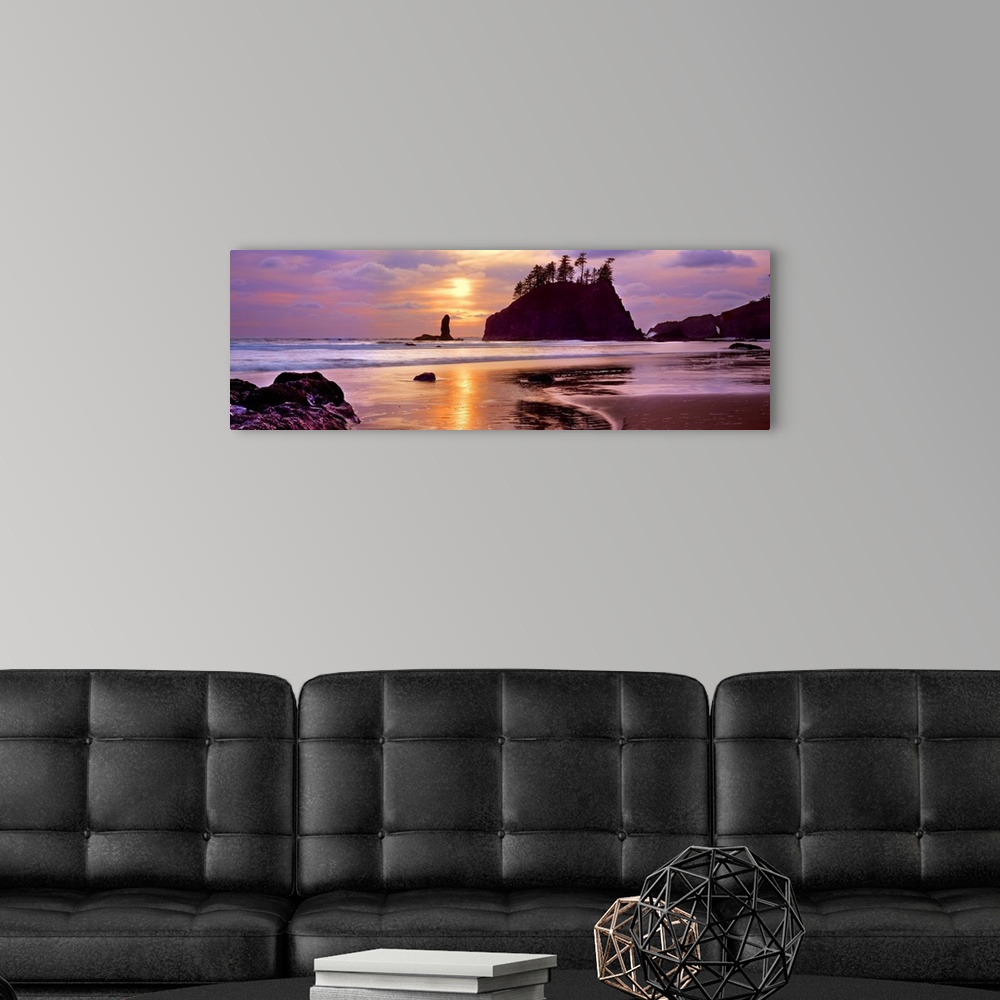A modern room featuring Sea stacks at sunset, Second Beach, Olympic National Park, Washington State
