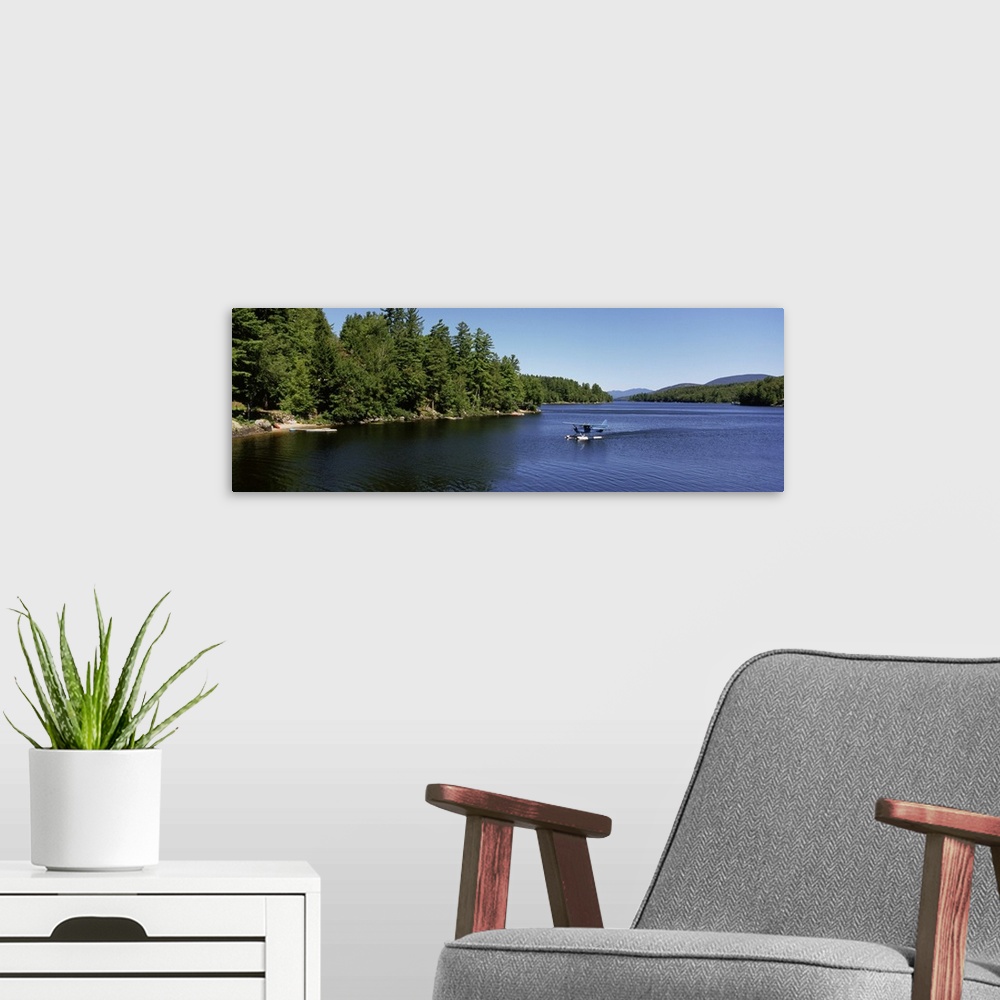 A modern room featuring Seaplane landing in a lake, Long Lake, Adirondack State Park, New York State