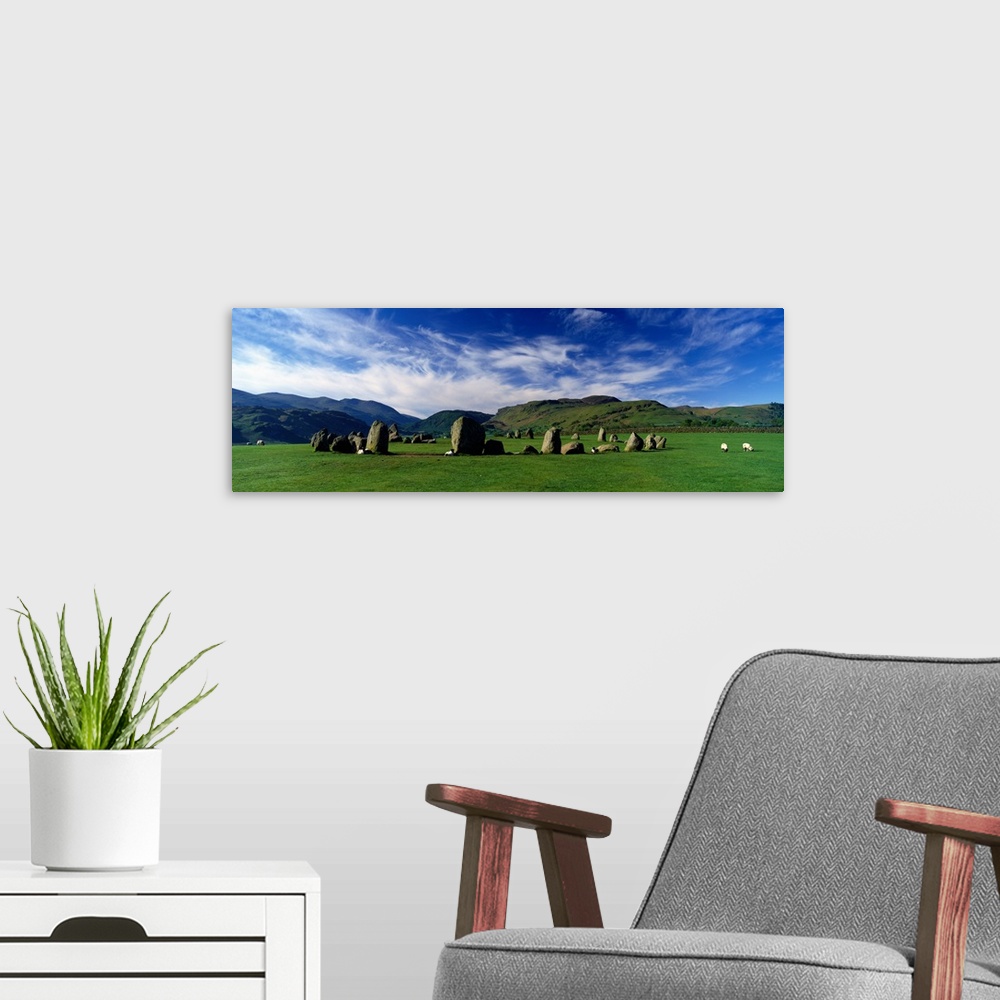 A modern room featuring Sheeps Grazing In A Pasture Castlerigg Stone Circle Keswick Lake District Cumbria England United ...