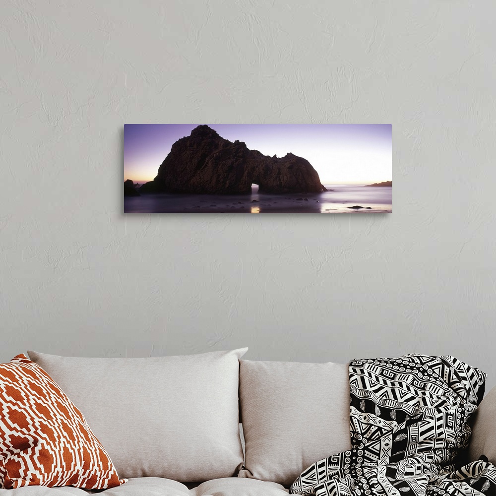 A bohemian room featuring Silhouette of a cliff on the beach, Pfeiffer Beach, Big Sur, California,
