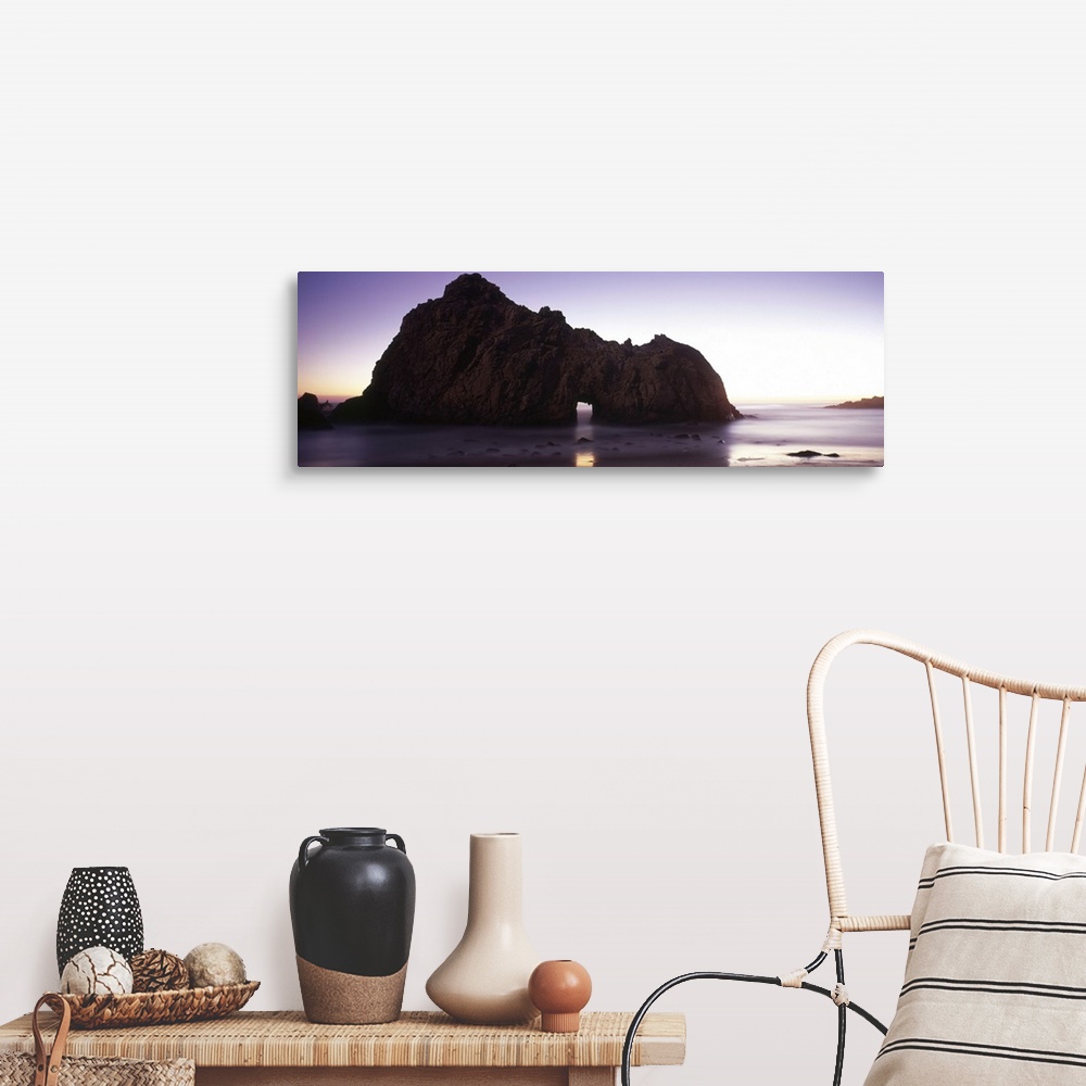 A farmhouse room featuring Silhouette of a cliff on the beach, Pfeiffer Beach, Big Sur, California,