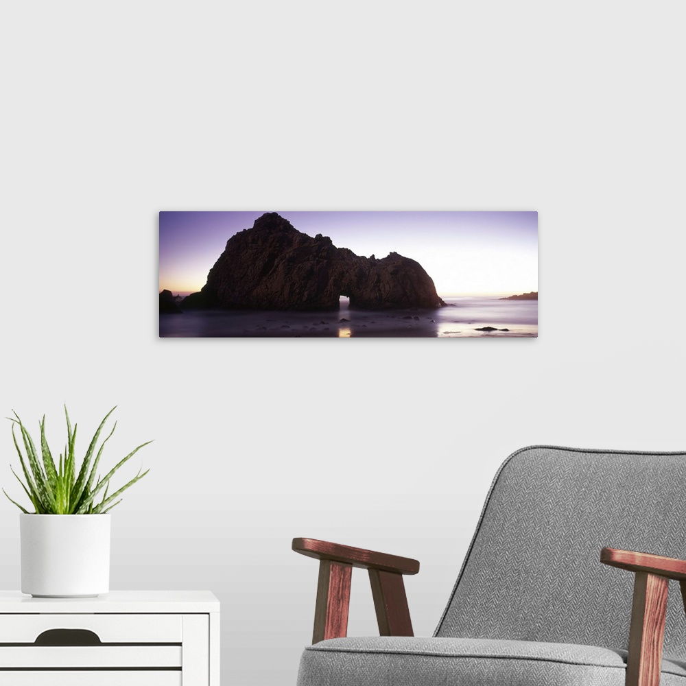A modern room featuring Silhouette of a cliff on the beach, Pfeiffer Beach, Big Sur, California,
