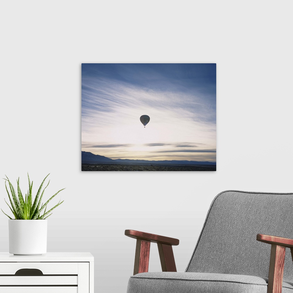 A modern room featuring Silhouette of a hot air balloon in the sky, Taos County, New Mexico