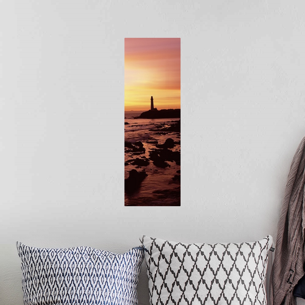 A bohemian room featuring Silhouette of a lighthouse at sunset, Pigeon Point Lighthouse, San Mateo County, California,