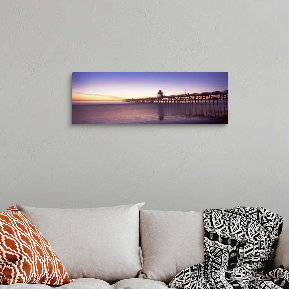A bohemian room featuring Silhouette of a pier, San Clemente Pier, Los Angeles County, California, USA