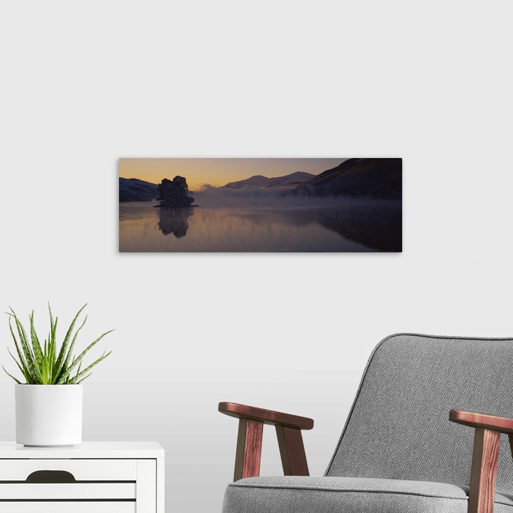 A modern room featuring Silhouette of a tree in a lake, Loch Tay, Tayside region, Scotland