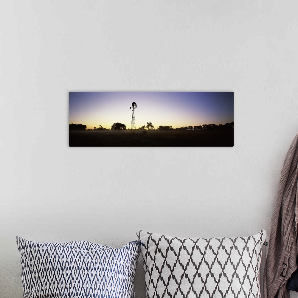 A bohemian room featuring Silhouette of a windmill in a field, Cowaramup, Shire of Augusta-Margaret River, Western Australi...