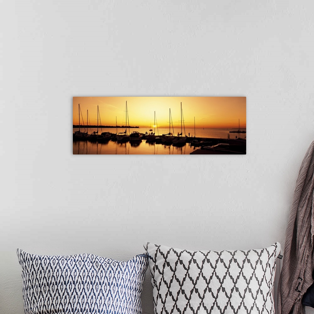 A bohemian room featuring Silhouette of boats in the sea, Egg Harbor, Door County, Wisconsin