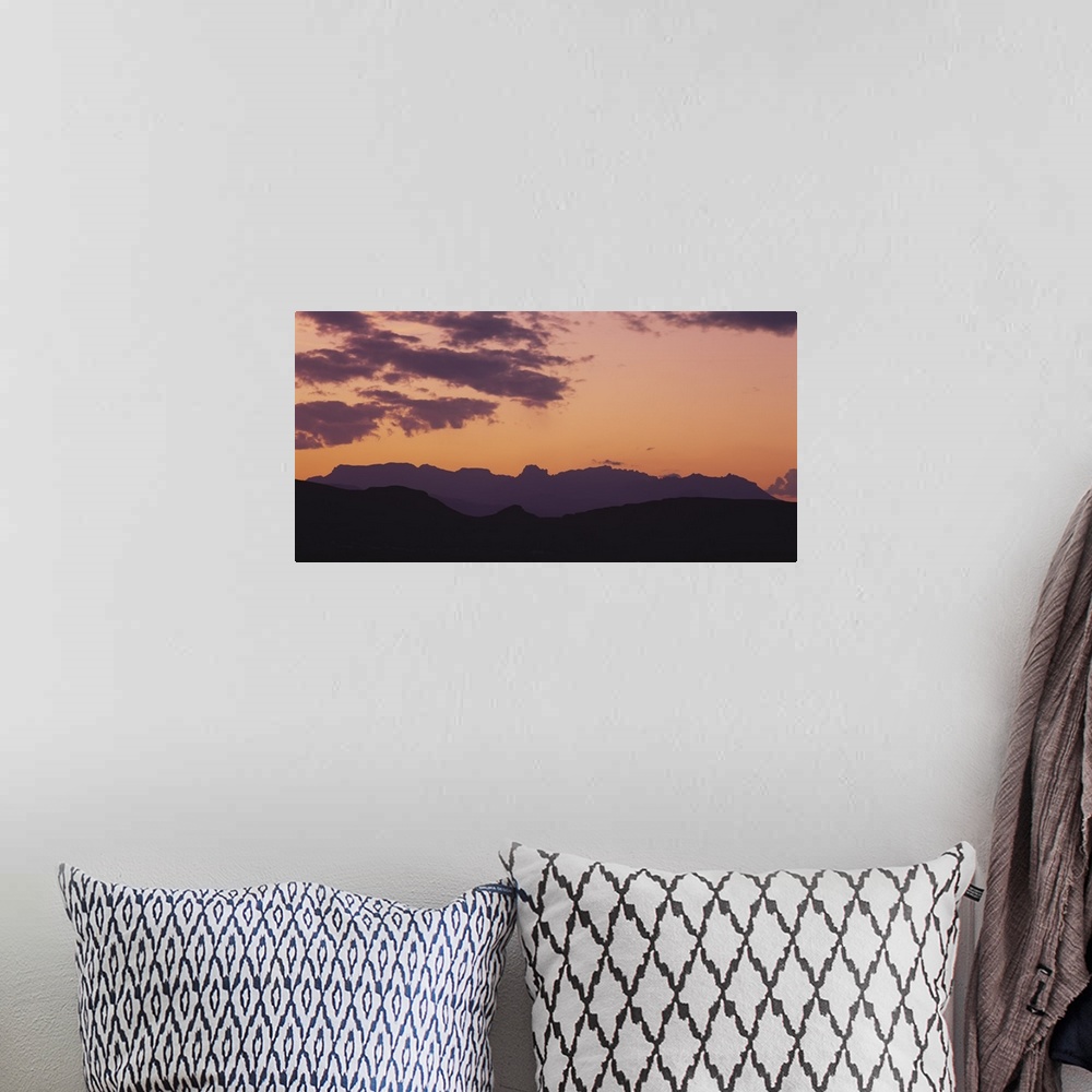 A bohemian room featuring Silhouette of mountain ranges, Chisos Mountains, Big Bend National Park, Texas