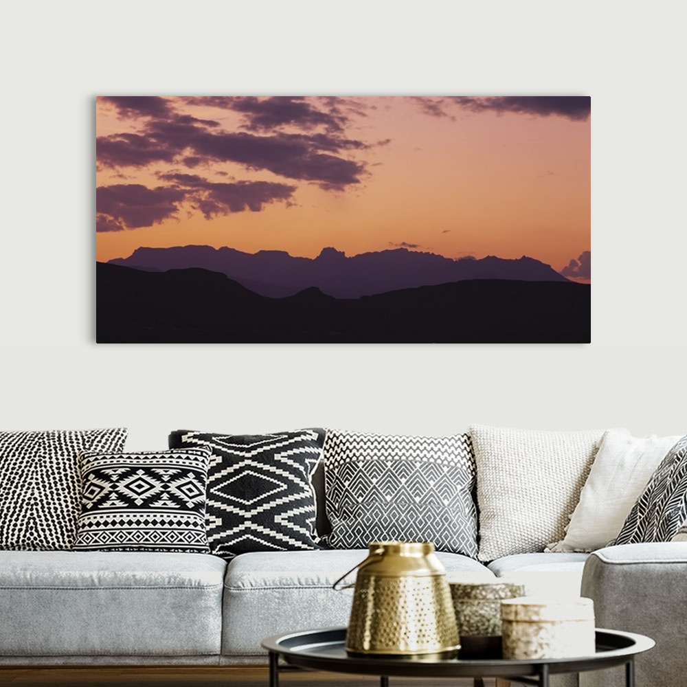 A bohemian room featuring Silhouette of mountain ranges, Chisos Mountains, Big Bend National Park, Texas