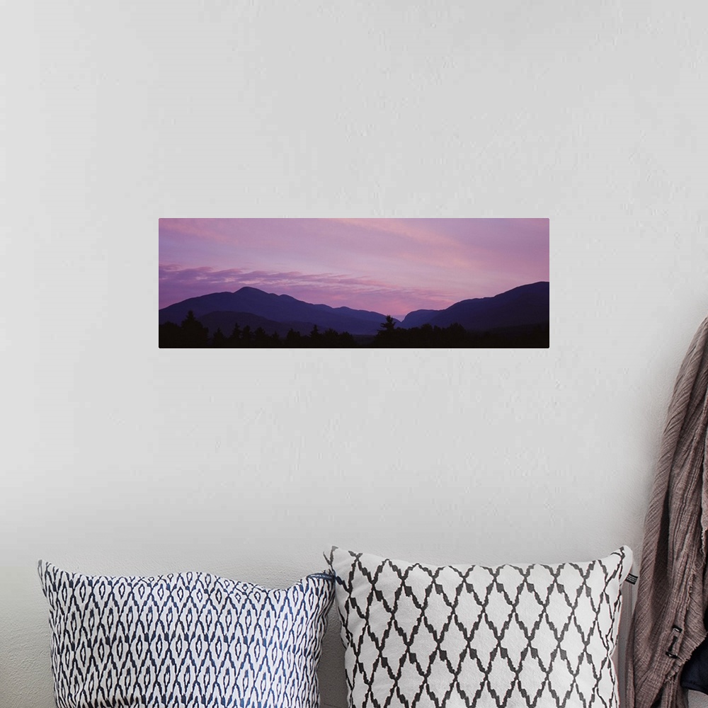 A bohemian room featuring Silhouette of mountains at dusk, Lake Placid, Adirondack Mountains, New York State