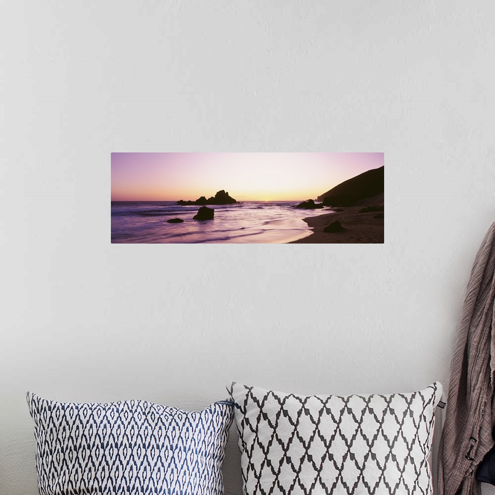 A bohemian room featuring Silhouette of rocks at sunset, Pfeiffer Beach, Big Sur, California
