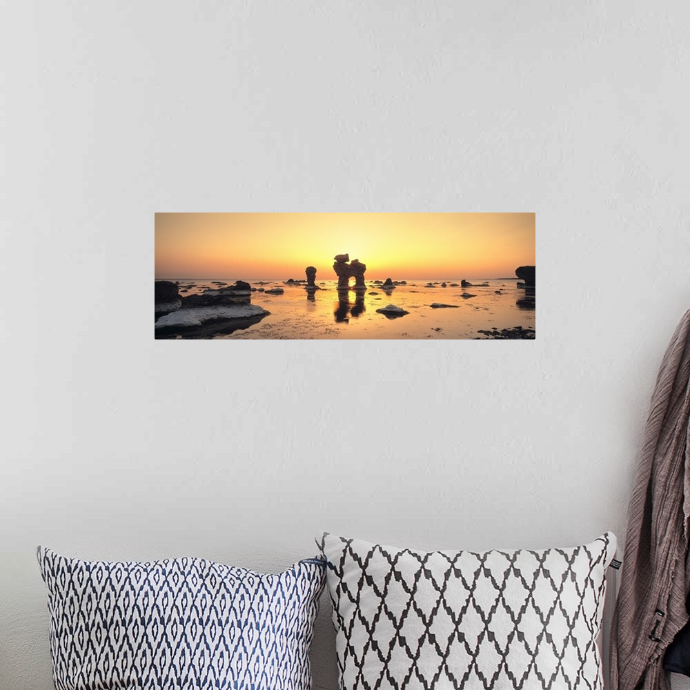 A bohemian room featuring Silhouette of rocks on the beach, Faro, Gotland, Sweden