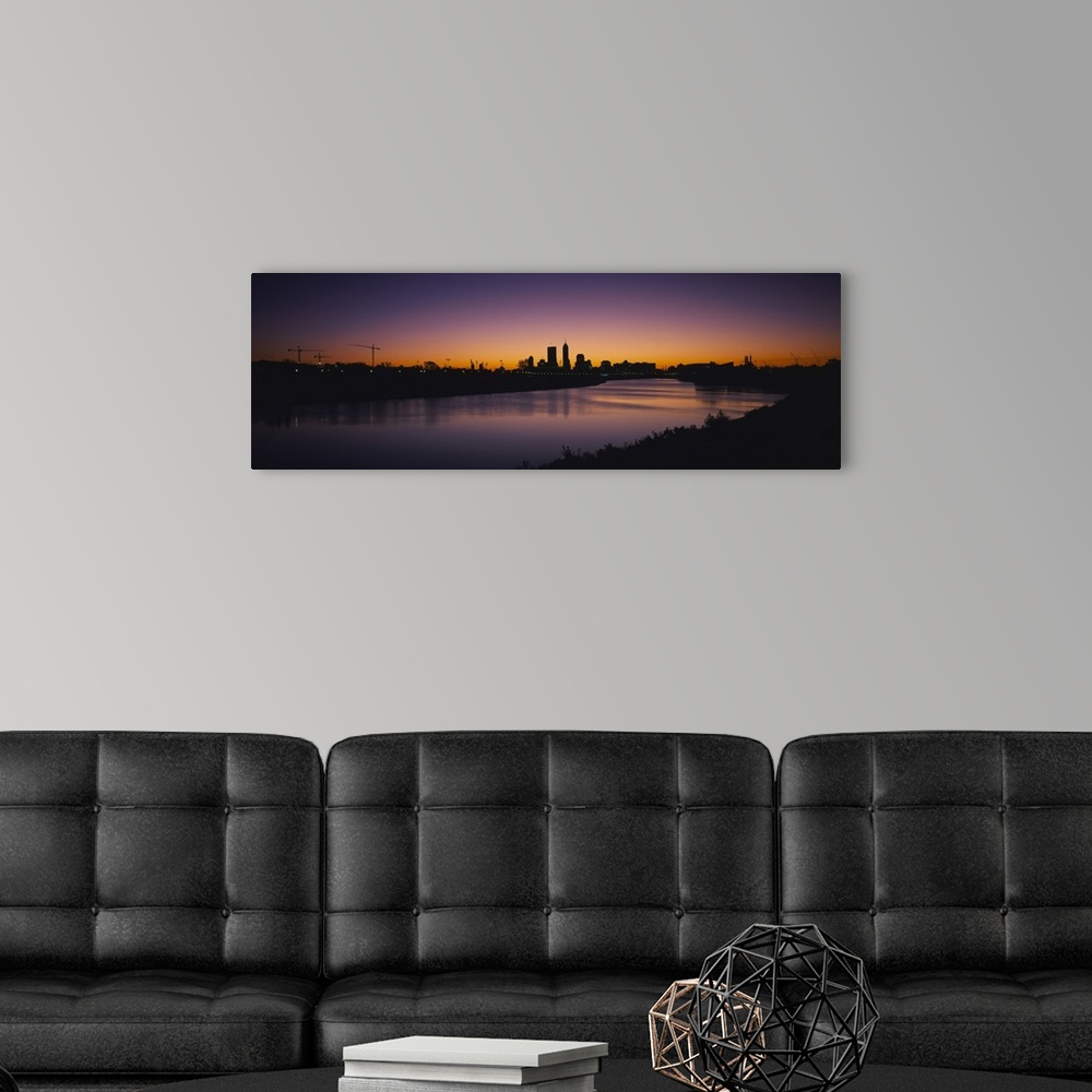 A modern room featuring Silhouette of skyscrapers along the river, Indianapolis, Indiana
