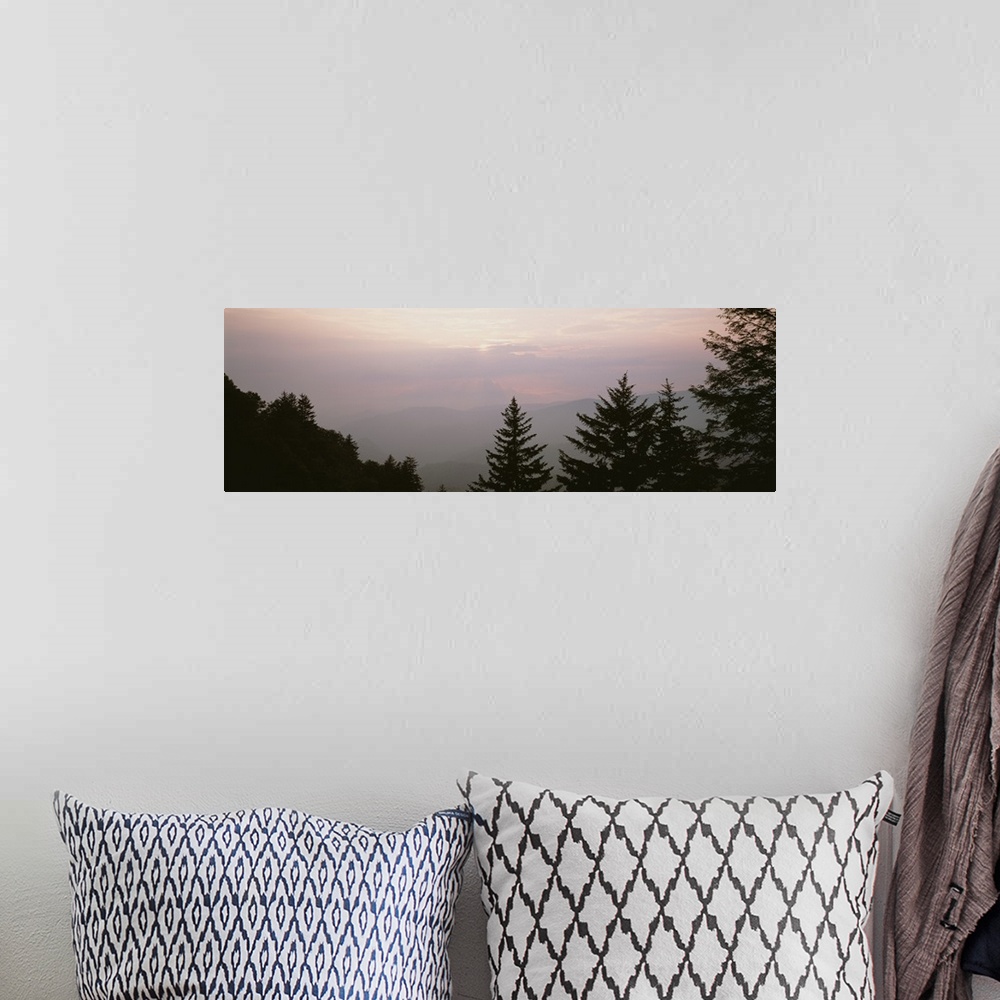 A bohemian room featuring Panorama of mountains and foliage of the Blue Ridge Parkway in North Carolina.