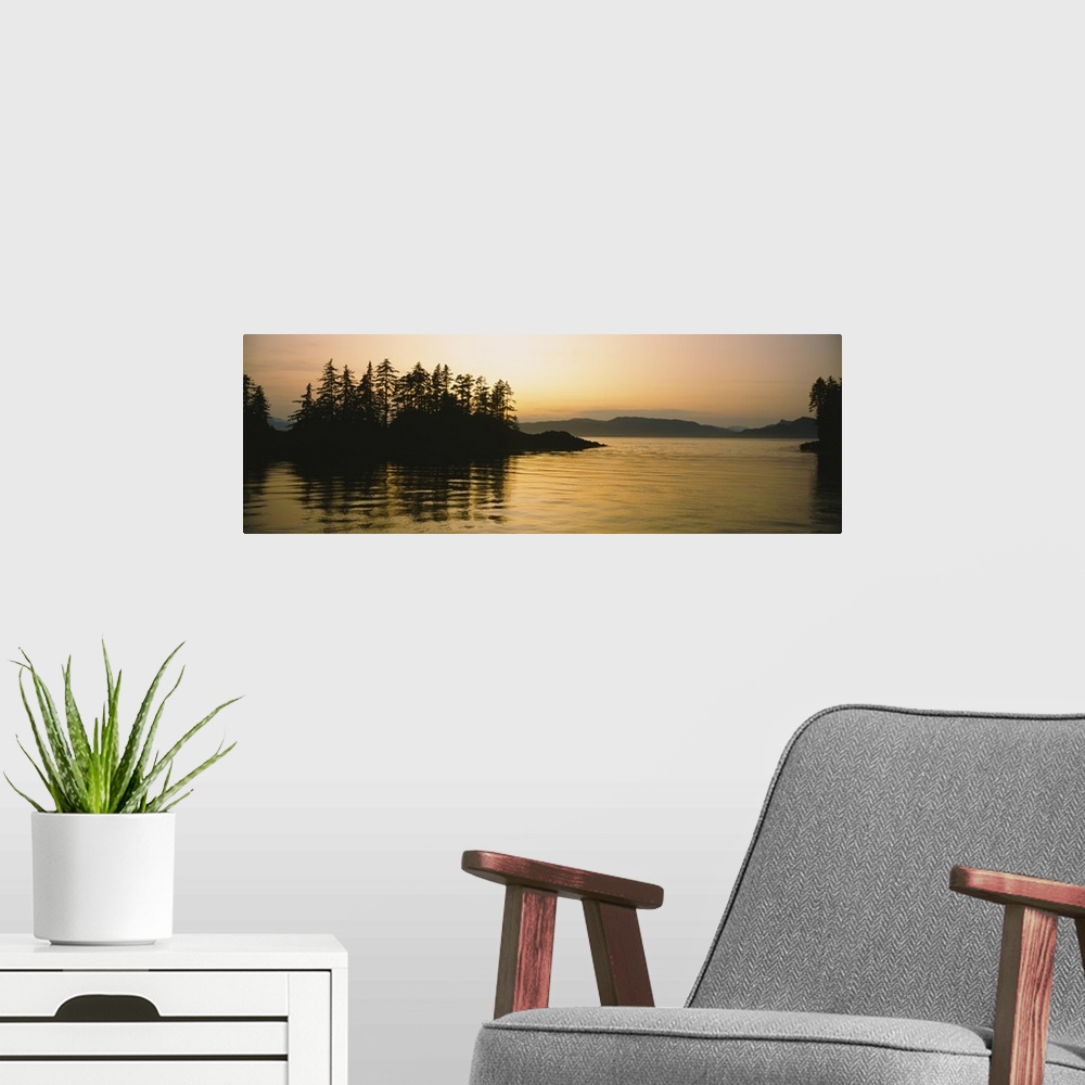 A modern room featuring Silhouette of trees in an island, Frederick Sound, Alaska