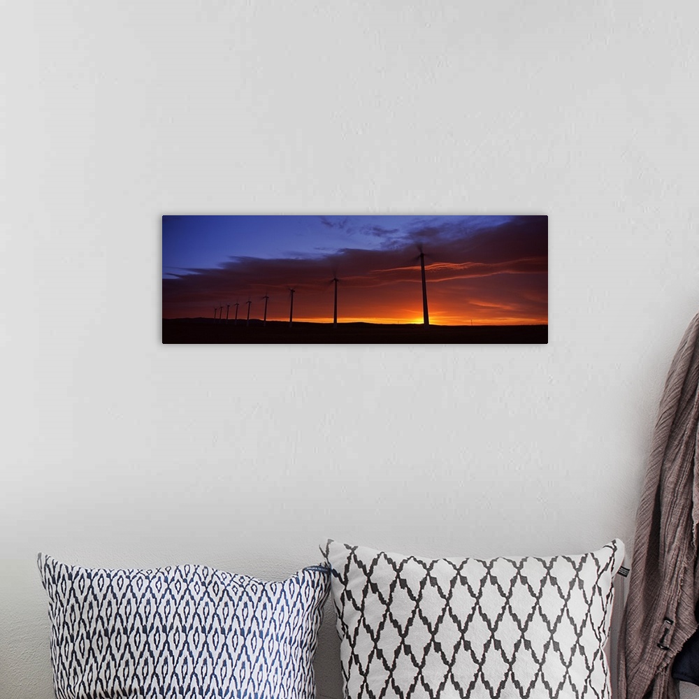 A bohemian room featuring Silhouette of windmills in a field, Cowley Wind Farm, Cowley, Alberta, Canada
